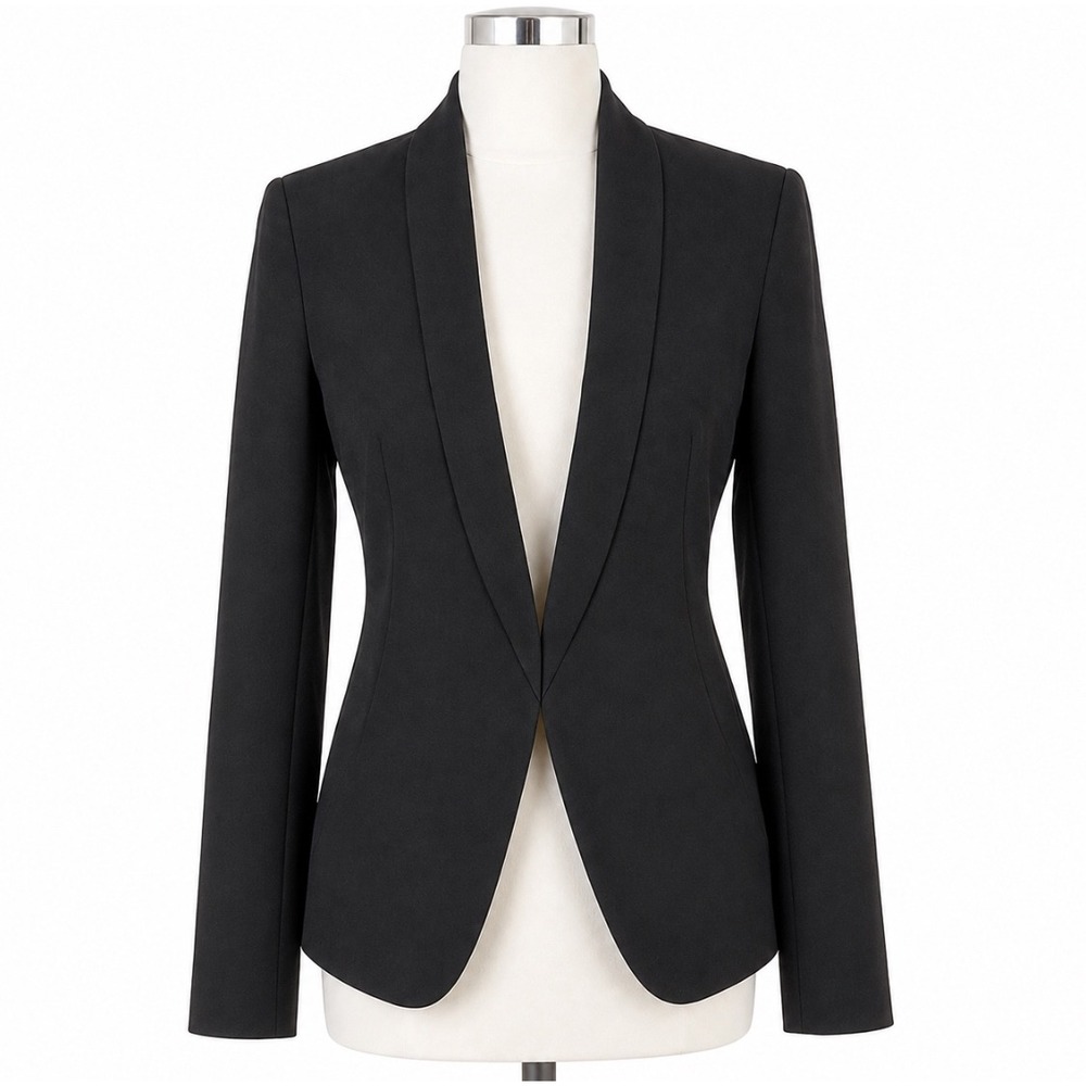 Apt 9 Women Open Front Blazer Jacket Size 2 Pockets Career Office Classic Black